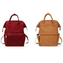 Corduroy Solid Color Backpack Sen Simple Simple Wild College Student Bag Le