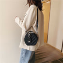 Creative Round Shoulder Bag Leather Small Women Crossbody Handbag (Black)