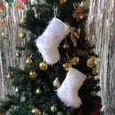 Christmas Stocking White Fluffy Plush Socks Candy Gift Bag Xmas Tree Decor