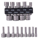 9pcs Socket Nut Driver Set Drill Bit Adapter 1/4'' Hex Shank 5-13mm