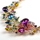 Creative Crystal Flower Chunky Statement Pendant Necklace Collar Chain Jewlry