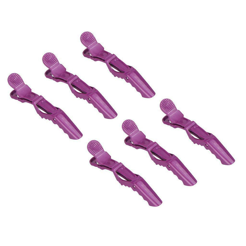 6Pc Makeup Styling Clips Thick Hair Cutting Alligator Clips Barrettes Purple