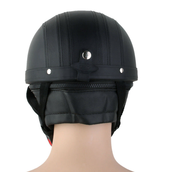 Men's Motorcycle Motorbike Open Face Helmet Visor with Goggles Plain Black Matt