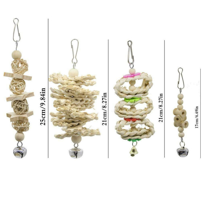 14 x Wooden Toys with Bell for Medium Parrots and Birds Like Amazon, African