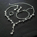 Rhinestone Crystal Necklace Bracelet Earrings Ring Wedding Bridal Jewellery Set