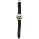 Cat Pattern Ladies Men Leather Strap Dial Quartz Wrist Watch (Black) J7R9