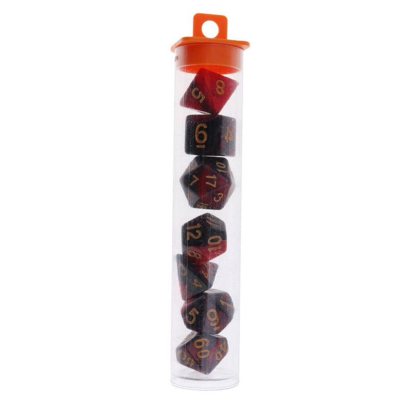 7Pcs Polyhedral Digital Dices Dies Game for  Red & Black