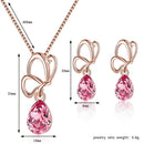 2pcs/set Elegant Crystal Earrings Water Drop Pendant Necklace Women Jewelry
