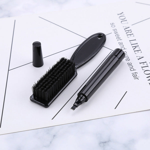 Double End Men Beard Growth Pen Sideburn Shaping Pen Shaving Brush (Black) A#S