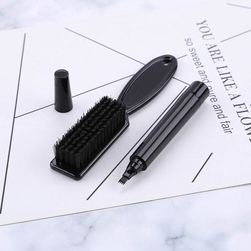 Double End Men Beard Growth Pen Sideburn Shaping Pen Shaving Brush (Black) A