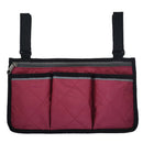Universal Wheelchair Side Bag Pouch Storage Accessory Phone Holder Wine Red