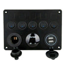 5 Sets Of On-Off Toggle Switch Control Panel Voltmeter Dual USB Combination I4A5