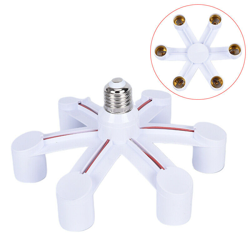 1 To 6 Lamp Holder E27 Socket Base LED Lamp Base Bulb Splitter Holder Conve_ Gw