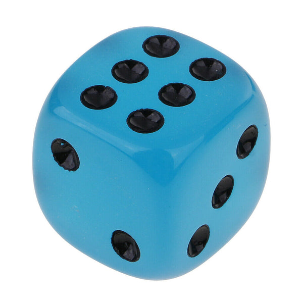 Blue Acrylic D6 Noctilucence Dices 6-Sided Point Spot Game Dice 25pcs/Pack Glow