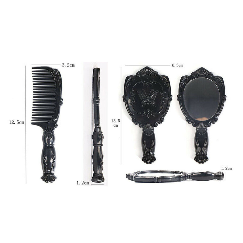 2 In 1 Hair Comb Set Women Ladies Vanity Hand Mirror Kit No More
