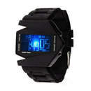 Unisex LED Waterproof Aircraft Sport Digital Display Wristwatch Watch Black A
