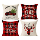 4x Christmas Printed Pillow Case Linen Plaid New Year Throw Cushion Covers