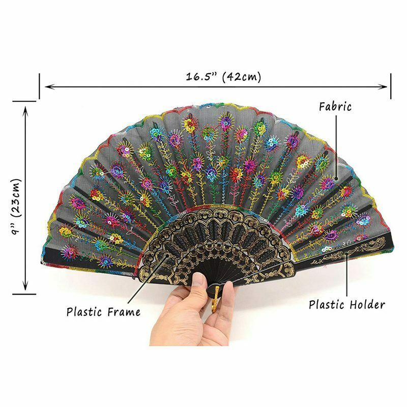 Peacock Folding Hand Held Fans Bulk For Women - Spanish/Chinese/Japanese Vi O3Q2