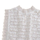 Sexy Women's Sleeveless Stand Collar Lace Low-cut Summer Fitted Tank Top Shirts