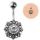 Rhinestone Crystal Flower Navel Belly Button Ring Barbell Piercing Body JR