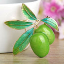 Cute Green Fruit Brooch Plum Shape Enamel Corsages Pins Suit Coat Scarf Acc