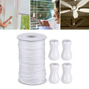 1.8mm White Braided Lift Shade Cord 55 Yards/Roll with 4x White Wood Pendant