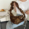 Lady Leopard Casual Shoulder Handbags Retro Women Pleated Dumpling Crossbody Bag