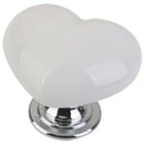 4pcs Handle Ceramic Door Knob Heart Shape for Closet Drawer White P7R1
