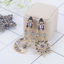 Boho Crystal Drop Moon Sun&Star Starry Charm Stud Earrings Best Gifts