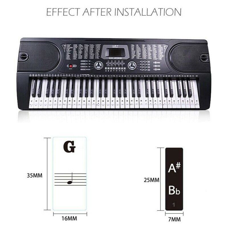 88 Keys 61 Keys 54 Keys Transparent Piano Keyboard Stickers Electronic Keyb