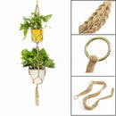 Beige Double Macrame Plant Hanger 2 Tiers Hanging Planter Pot Holder 120cm