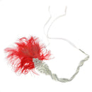 Women Diamante Red Feather Flapper 1920s Head Band Great  Headpiece