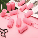 12Pcs dark pink Hair Styling Soft Foam Sponge Rollers Curlers Hairdressing  L8B6