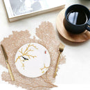 Stain Table Washable Place Placemat Resistant Woven Mat  Elegant Leaf Dining