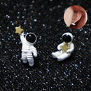 Fashion Women Surgical Steel Star Astronaut Asymmetric Stud Earrings Jewelry BX