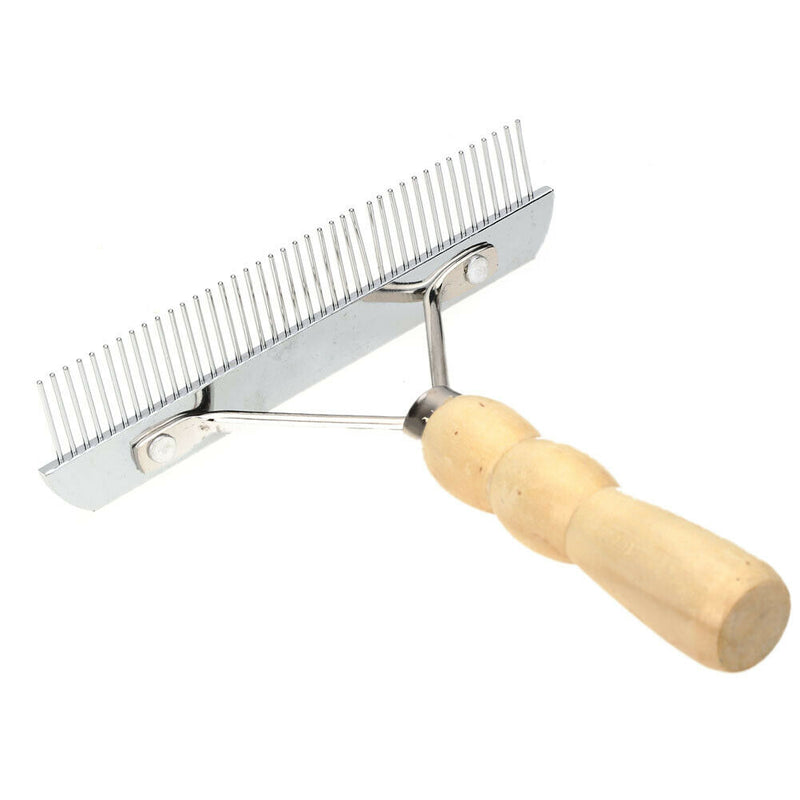 Dog Grooming Rake Cat Pet Comb Brush Tool Wooden Handle Hair Fur Comb