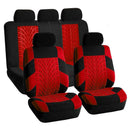 9pcs Car Seat Covers Tire Track Style Auto Styling Seat Protector (Red)
