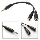 3.5mm Stereo Audio Male to 2 Female Headphone Mic Y Splitter Cable Adapter