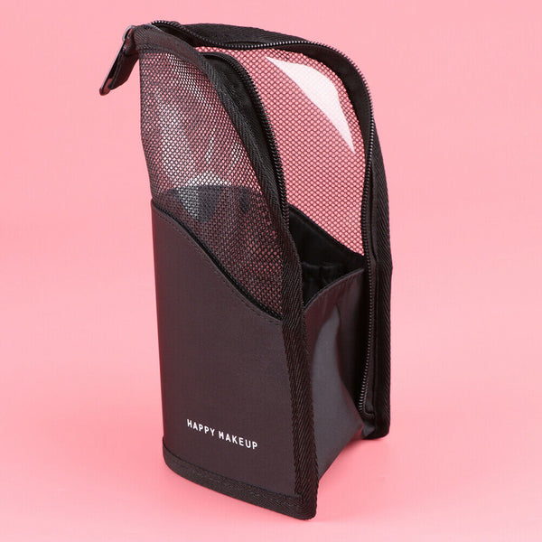 Zipper Black Travel Makeup Brush Bag Empty Organizer Pouch Pocket Holder Kit 3C