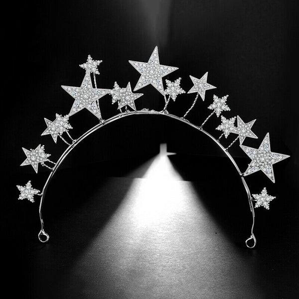 Star Bride Crown Headband Wedding Hair Accessories Bridal Jewelry Wedding D D8W7