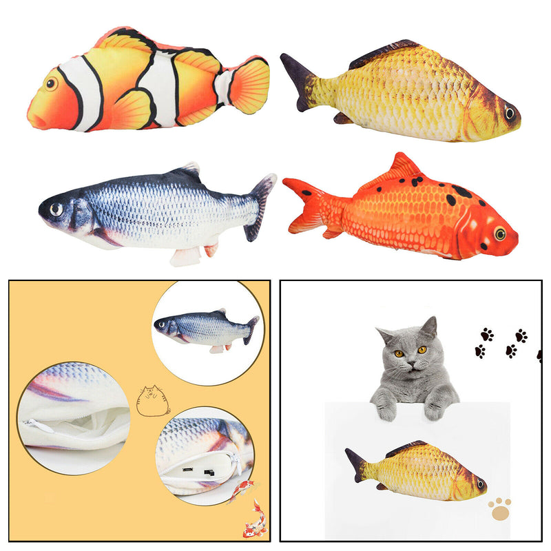 4x Cat Toys Moving Fish Electric Realistic Flopping Wagging Fish Toys