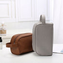 Brown Waterproof Toiletry PU Bags Leather Travel Cosmetic Bag Organizer Wom