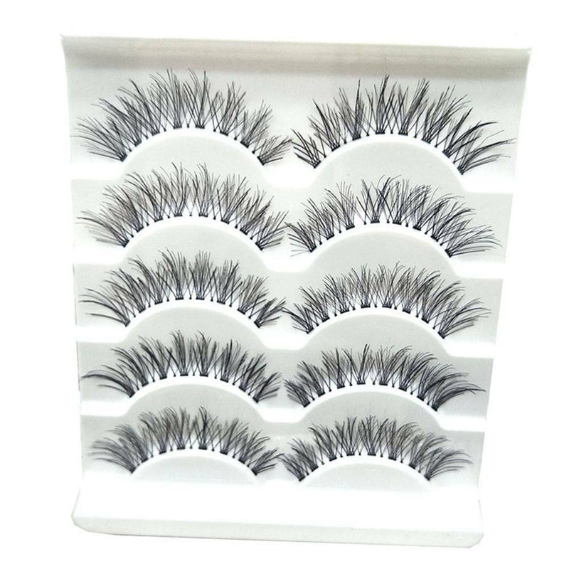 5Pair Natural Thick Cross Eye Lashes Extension Makeup False Eyelashes Clear Band