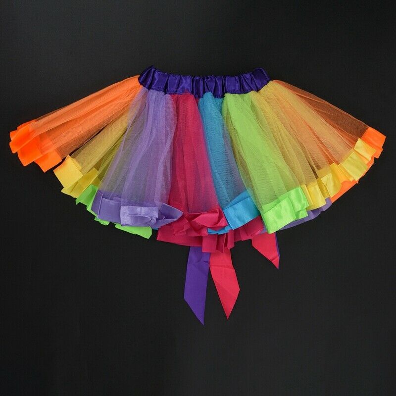 Kids Lovely Handmade Colorful Tutu Skirt Girls Rainbow Tulle Tutu Mini Skir D4K9
