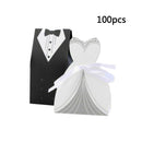100pcs Bride and Groom Dress Candy Box Tuxedo Ribbon Party Wedding Favors Decor