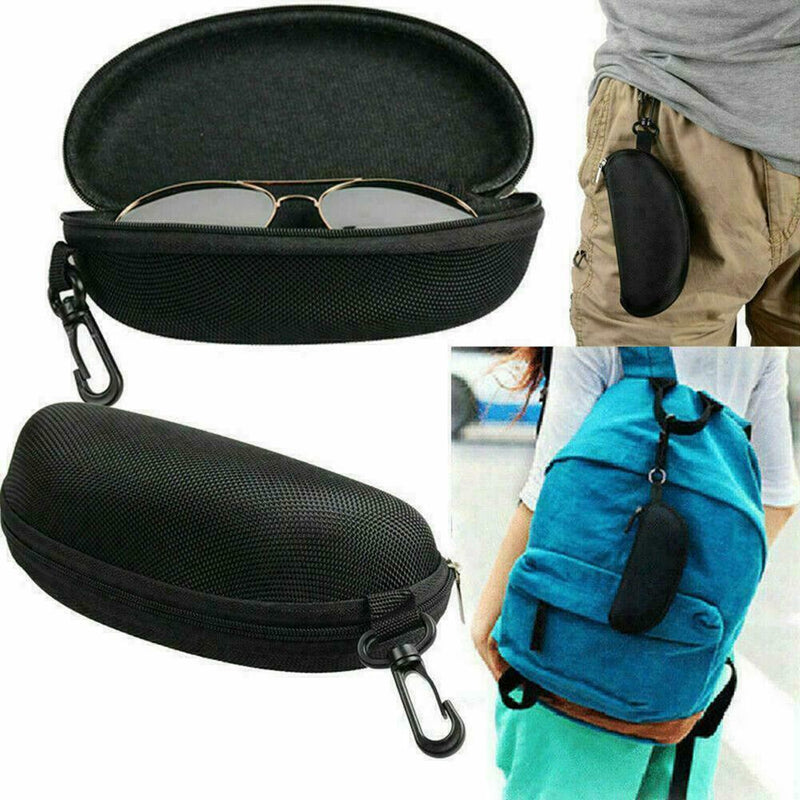 Zipper Hard Eye Glass Case Box Sunglass Protector Travel with Clip Belt I0Q7