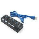 USB 3.0 HUB 4 Port External Compact Portable Built-in Cable For PC Laptop