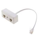 Two Way RJ11 US Telephone Plug to One US Socket Adapter Splitter Phone Line for