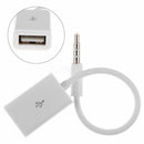 3.5mm Male AUX Car Audio Plug Jack To USB 2.0 Female Converter Cord MP3 Cable