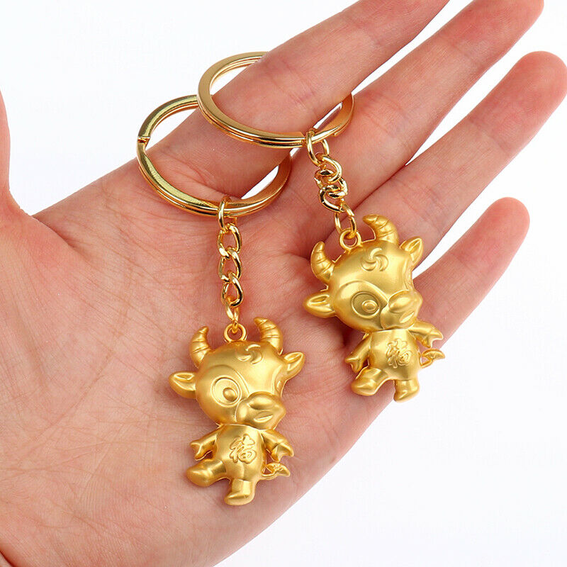 1PC Ox Year Lucky Key Ring Pendant Lucky Bull Keychain Gift Pendant Souvenir Hn